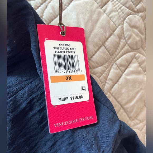 NWT Vince Camuto Classic Navy Tie Front Sleeveless Wide Leg Jumpsuit 3X - Picture 9 of 16